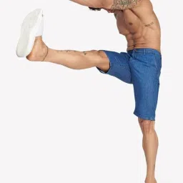 VASTRADO Blue Cotton Regular Fit Denim Shorts image 5