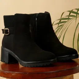 Flat N Heels Women's Black Casual Booties image 1