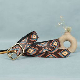 Celtic Unisex Black Printed Leather Belt with Tang Closure-picture-30