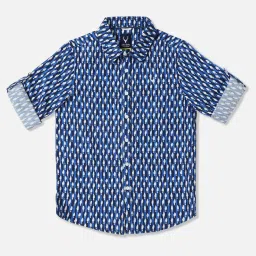 Allen Solly Kids Blue Cotton Print Shirt image 1