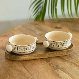 Exclusivelane Whispers Of Warli Multi Ceramic Serving Bowls image 1