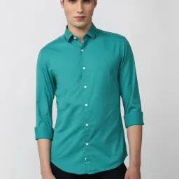 Peter England Blue Cotton Slim Fit Shirt image 1