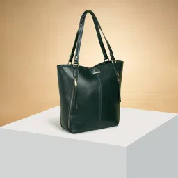 Forever Glam by Pantaloons PU Forest Green Women Tote Handbag image 1