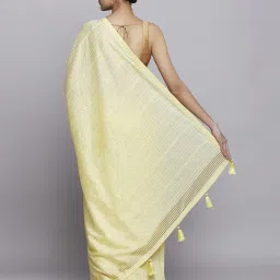 Navyasa by liva Yellow Embellished Saree With Unstitched Blouse image 2