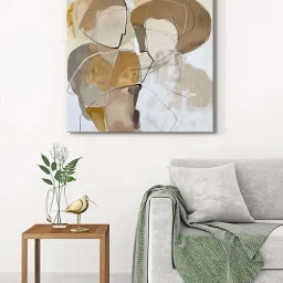 999Store Grey & Brown Canvas Neutral Tones Abstract Wrapped Painting image 1