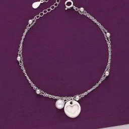 Kai Jewel Sterling Silver Hearts and Pearl Charm Bracelet for Women-picture-39