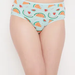 Clovia Sky Blue Printed Hipster Panty image 1