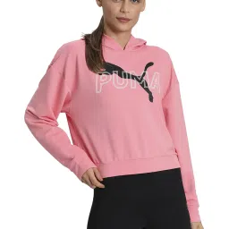 Puma Rose Pink Logo Print Sports Hoodie image 1