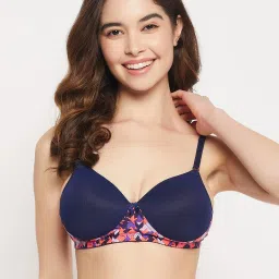 Clovia Blue Printed T-Shirt Bra image 1