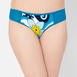 Clovia Blue Floral Bikini Panty image 1