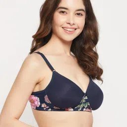 Clovia Blue Floral Print T-Shirt Bra image 4
