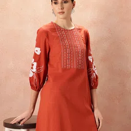 all about you Yoke Design Regular Thread Work Pure Cotton Kurta & Trousers-picture-13