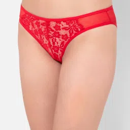 Clovia Red Lace Bikini Panty image 4