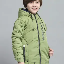 Monte Carlo Boys Printed Green Hooded Neck Full Sleeve Jacket image 4