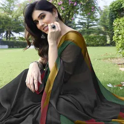 KALINI Black & Green Saree image 3