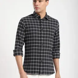 R&B Black Cotton Regular Fit Checks Shirt image 3