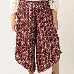 theRebelinme Maroon Floral Print Relaxed Fit High Rise Plus Size Culottes-picture-48