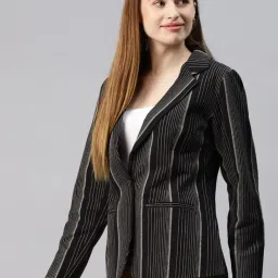Cottinfab Black & Beige Striped Blazer image 3