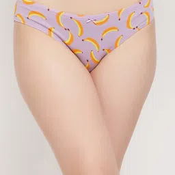 Clovia Purple Graphic Cotton Thongs Panty image 1