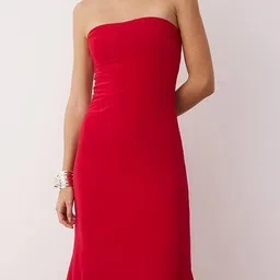 Trendyol Women Solid Sleeveless Strapless Bodycon Midi Dress image 2