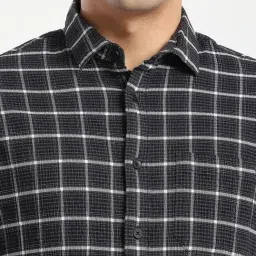 R&B Black Cotton Regular Fit Checks Shirt image 4