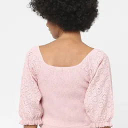 Only Pink Self Design Crop Top image 2