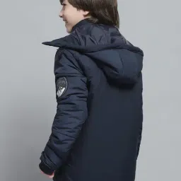 Monte Carlo Boys Solid Navy Blue Hooded Neck Full Sleeve Jacket image 2