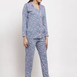 Claura Grey Printed Shirt With Pyjamas image 3