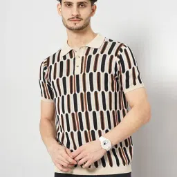 celio celio* Beige Regular Fit Printed Cotton Polo T-Shirt-picture-30