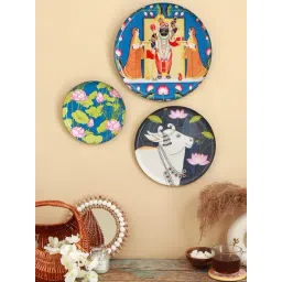 RITUALISTIC Multicolor Iron Printed Pichwai Wall Plates & Paintings - Set of 3 image 3