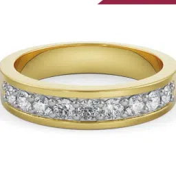 EMORI Yellow Gold Sleek Row Lab Grown Diamond Band-image-73