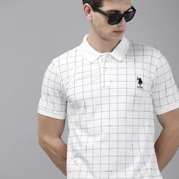 U.S. Polo Assn. Men Checked Polo Collar Pure Cotton Slim Fit T-shirt-picture-38