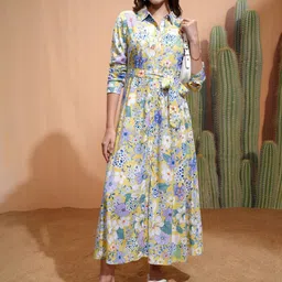 Tokyo Talkies Floral Print Shirt Maxi Dress-image-72