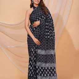shivanya  handicrafts Shivanya Handicrafts Floral Pure Cotton Block Print Saree-picture-18