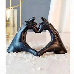 THE SACRED GIFTS Black & White Resin Heart Shaped Love Hand Figurine Showpiece-picture-31