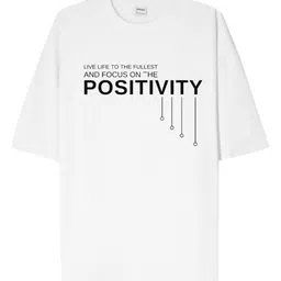 Fashnobic Typography Printed Round Neck Drop-Shoulder Sleeves Oversized Cotton T-shirt image 4