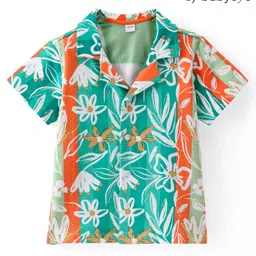 Babyoye Terry Knitted Resort Collar Neck Half Sleeves Shirt Floral Prints- Multicolor-picture-19