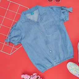 YU by Pantaloons Half Sleeves Mild Washed Top - Blue-picture-12