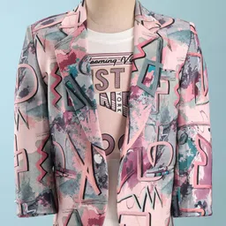 Dapper Dudes Full Sleeves Abstract Printed Blazer With Tee - Peach-picture-23