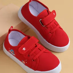 Cute Walk by Babyhug Casual Shoes with Velcro Closure & Space Theme Embroidery - Red-picture-10