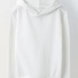 Spunkies Cotton Knit Full Sleeves Solid Hoodie - White-picture-26