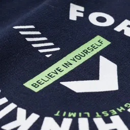 Taeko Looper Knit Full Length Lounge Pant With Text Print - Navy Blue image 3