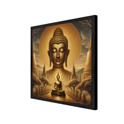 999Store Gold-Toned & Grey Buddha Canvas Wall Art image 4