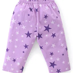 Babyhug Cotton Poplin Woven Half Sleeves Night Suit Star Print - Lavender image 5