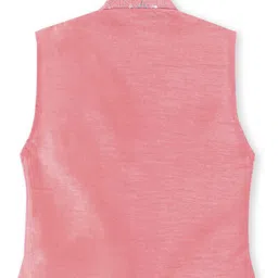 Ridokidz Full Sleeves Solid Kurta & Pyjama With Floral Embroidered & Sequins Embellished Jacket Set - Peach image 5