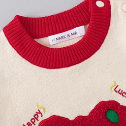 Mark & Mia Viscose Full Sleeves Pullover Sweater with Teddy Bear Design - Beige image 5