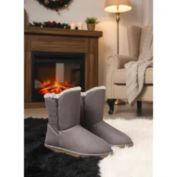Carlton London Women Grey Ankle-High Cozy Casual Boots image 3