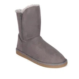 Carlton London Women Grey Ankle-High Cozy Casual Boots image 4