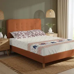 Urban Space Serene 200 Tc Cotton Bedsheets With 2 Pillow Covers Ivy Bloom Terra King image 1