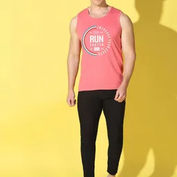 WOOSTRO Pack Of 2 Printed Combed Cotton Gym Vests -VWS26(RUN PEACH)(98 PEACOCK) image 5